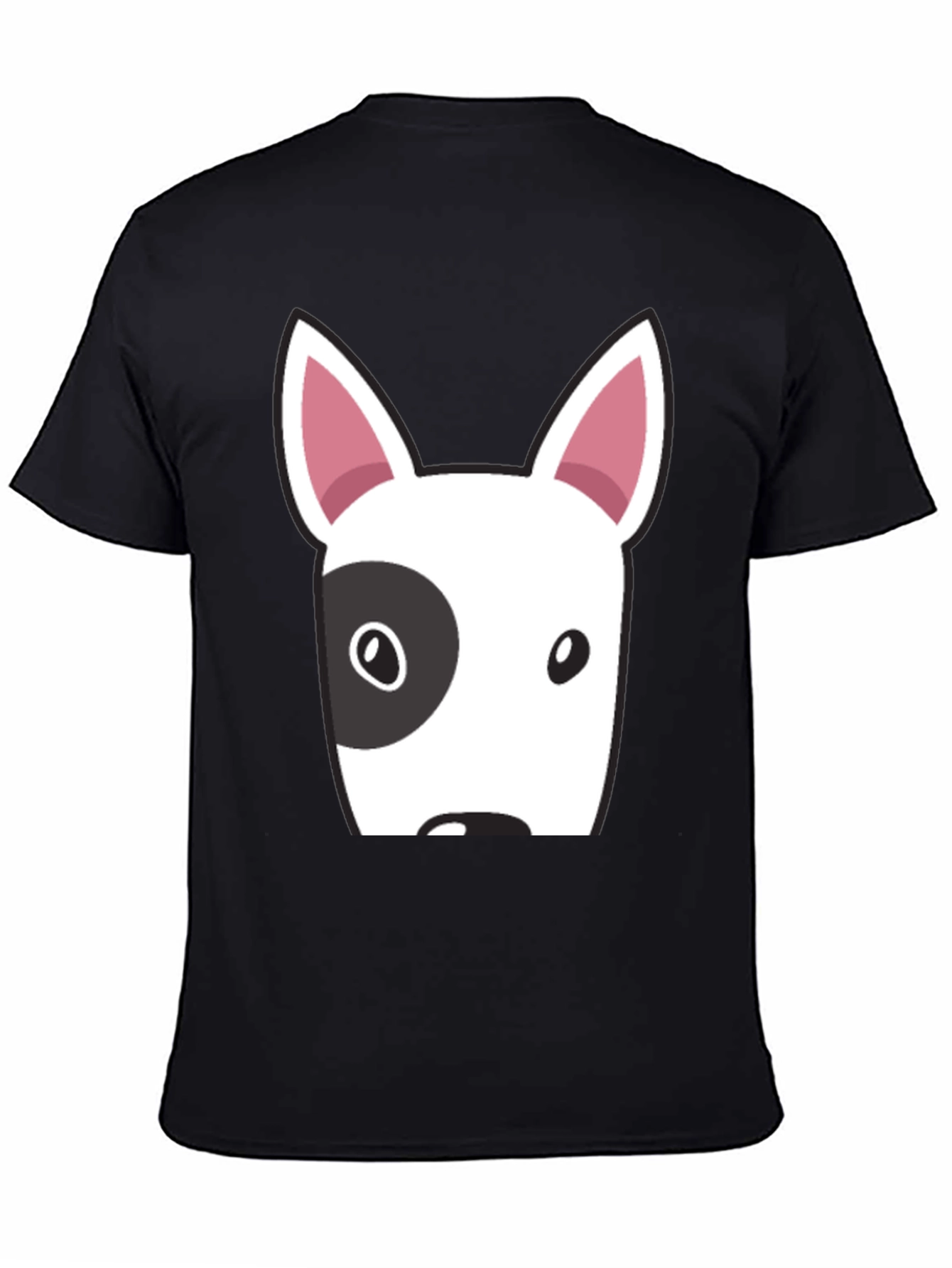 Bull Terrier Dog Face Graphic Tee - Casual Black T-Shirt