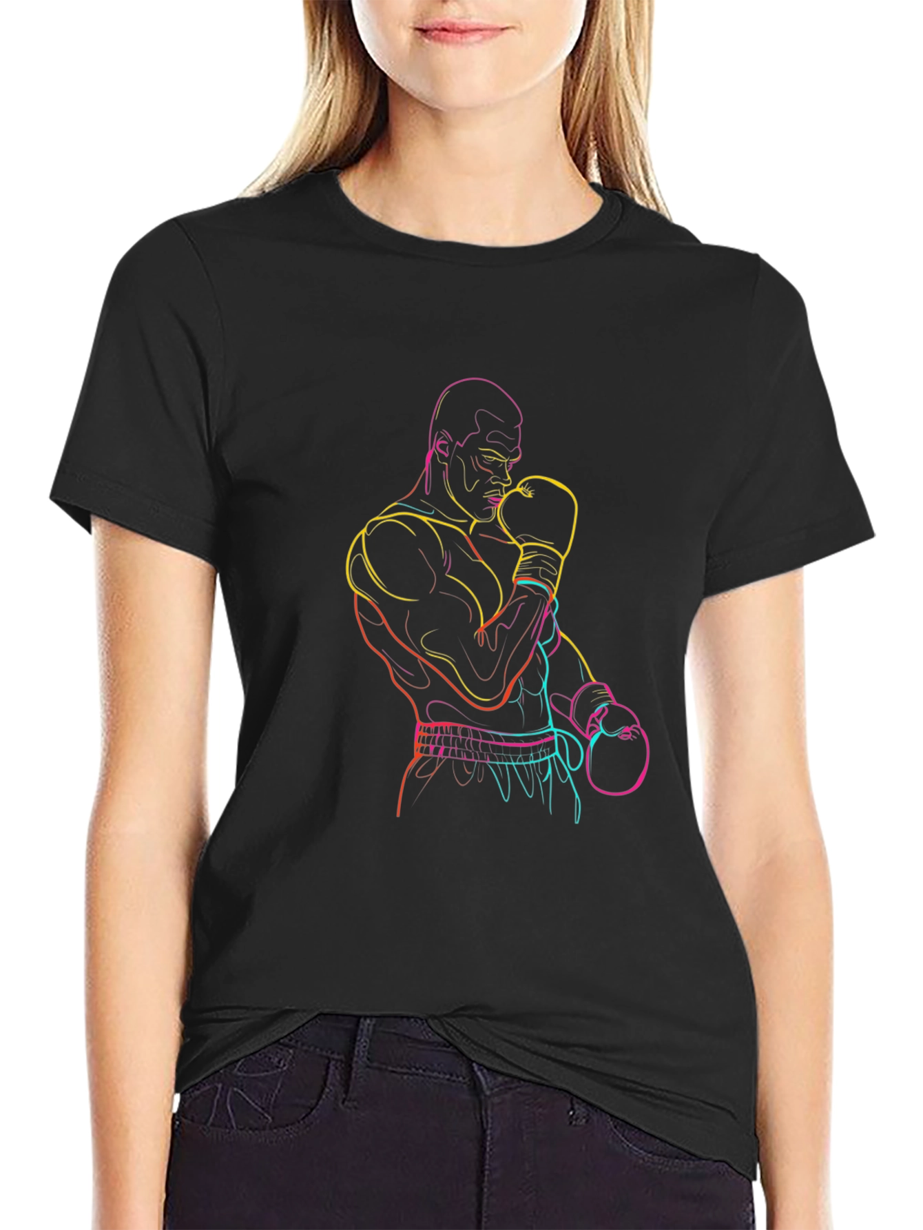 Neon Boxer Graphic Tee - Classic Black T-Shirt