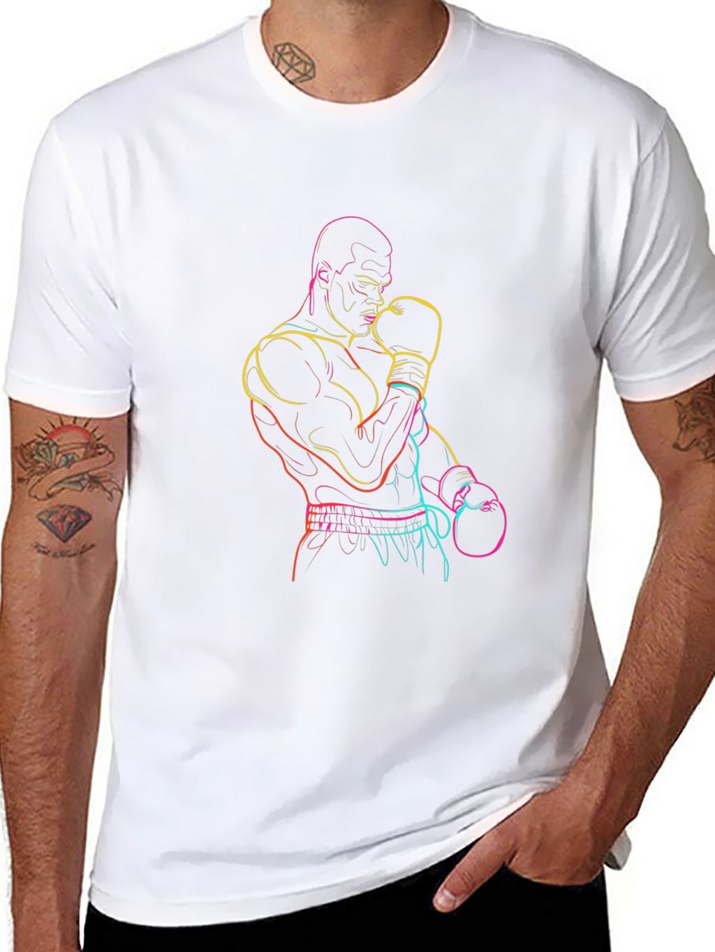 Neon Boxer Graphic Tee - Classic Black T-Shirt