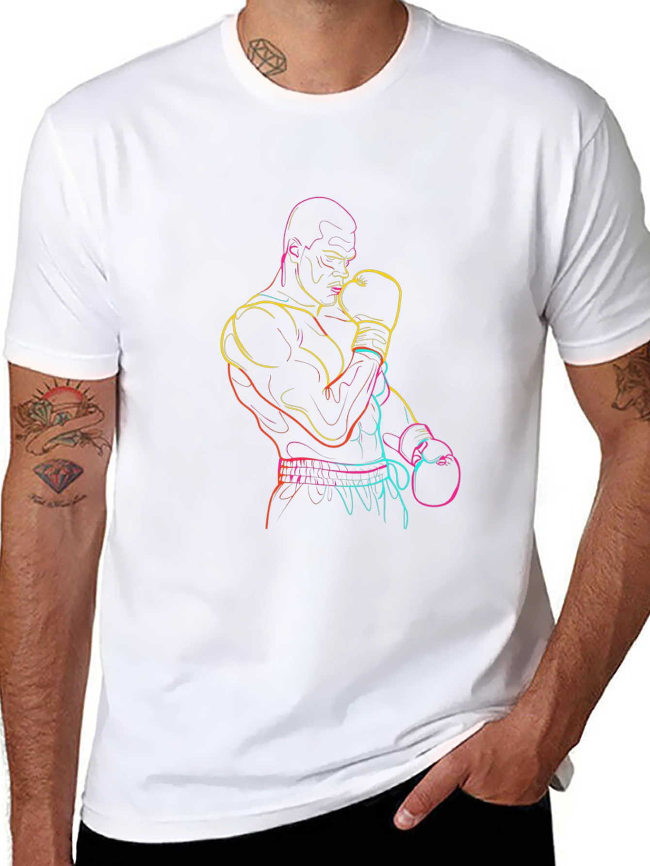 Neon Boxer Graphic Tee - Classic Black T-Shirt