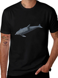 Dolphin Graphic Print Black T-Shirt