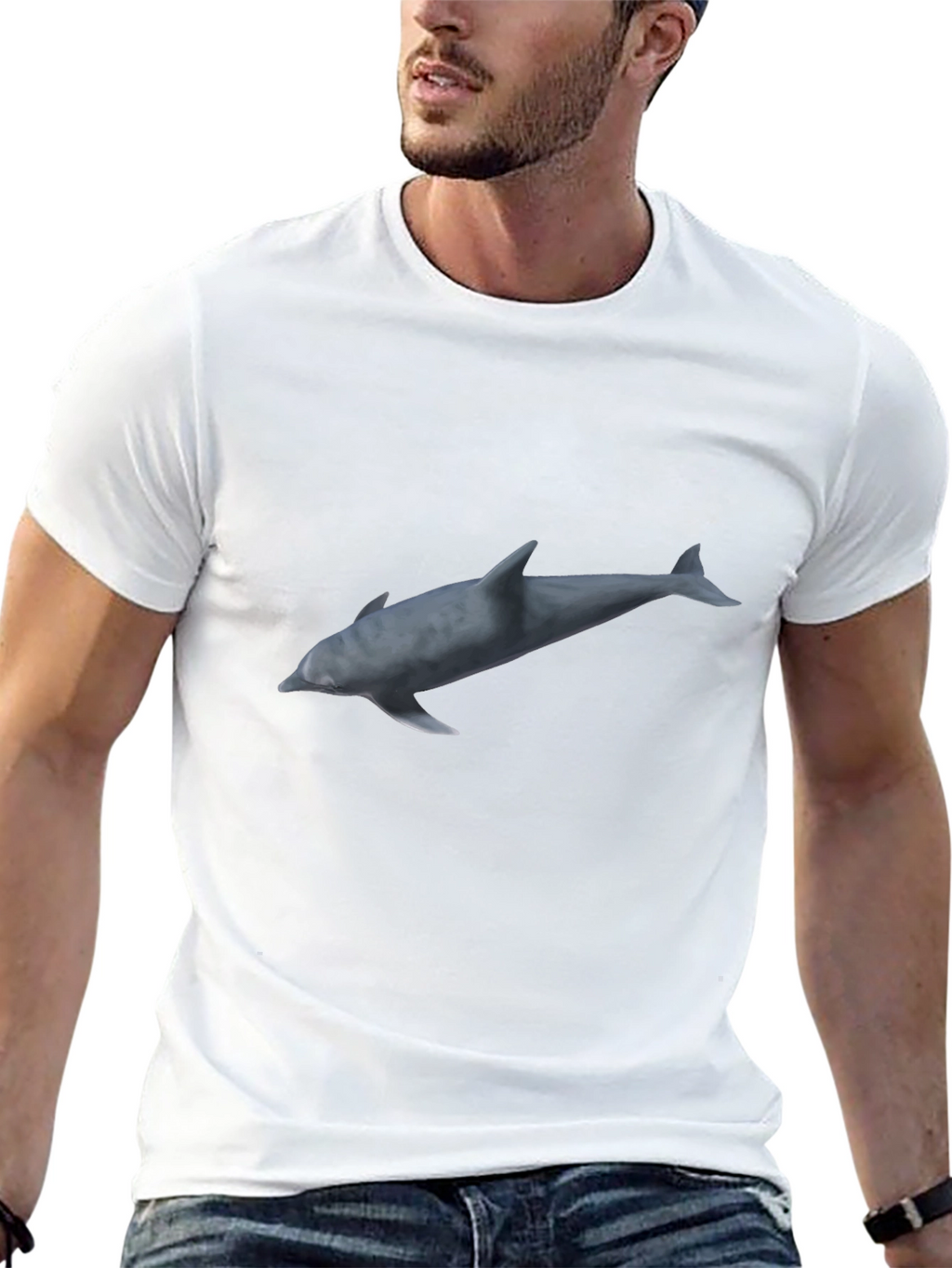 Dolphin Graphic Print Black T-Shirt