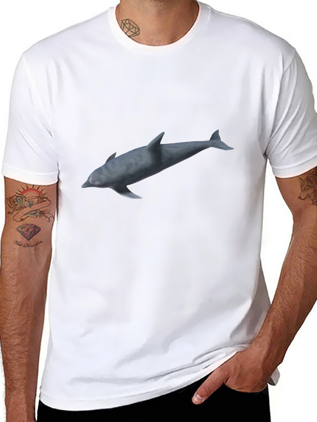 Dolphin Graphic Print Black T-Shirt