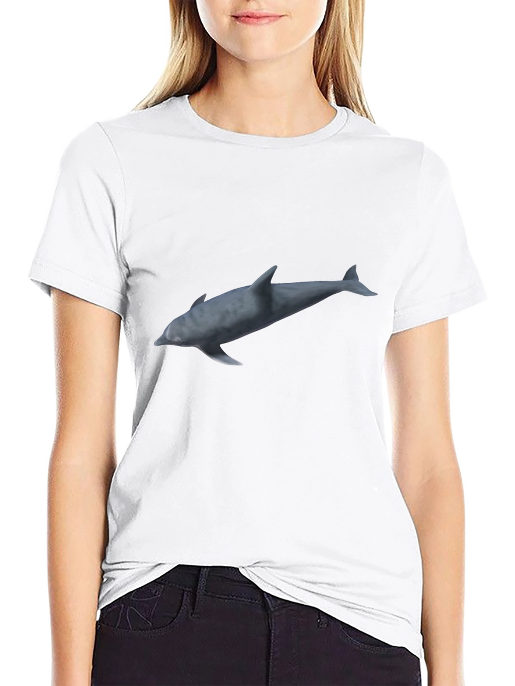 Dolphin Graphic Print Black T-Shirt
