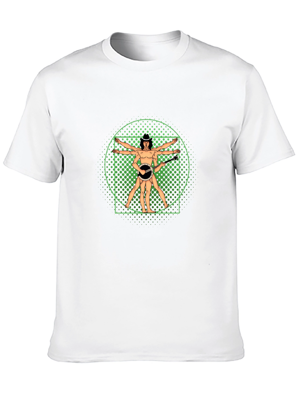 Vitruvian Banjo Player Black T-Shirt