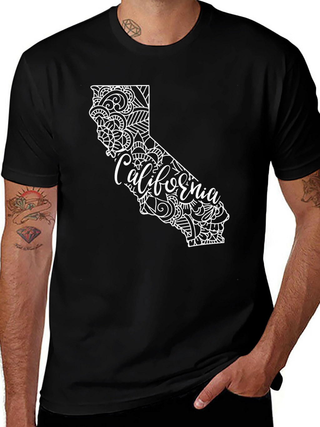 California State Mandala Graphic Black T-Shirt