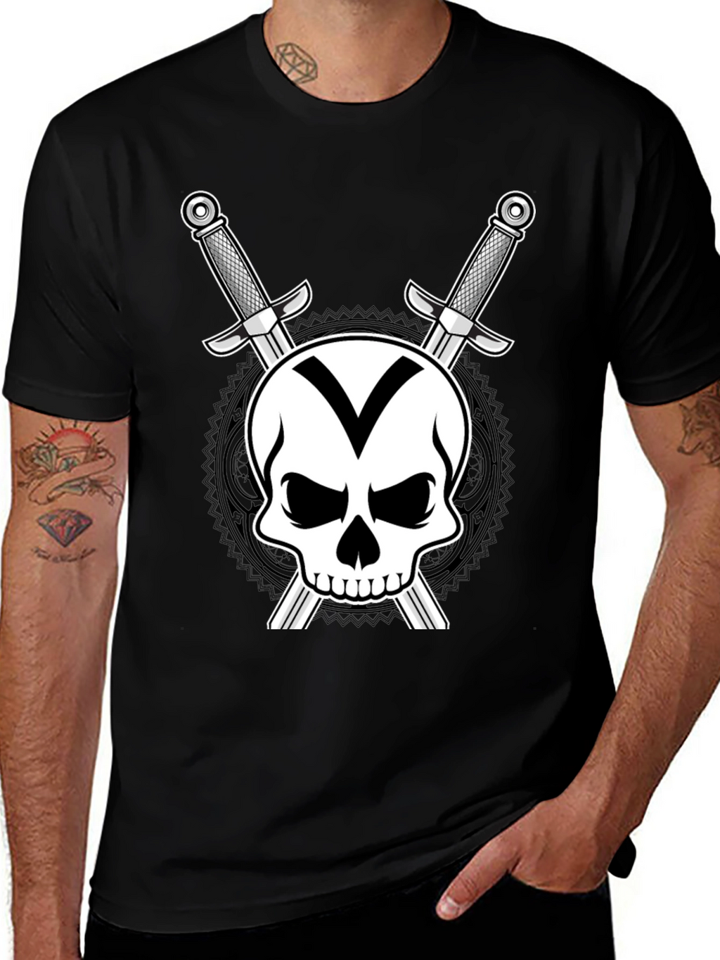 Skull & Swords Graphic T-Shirt - Black