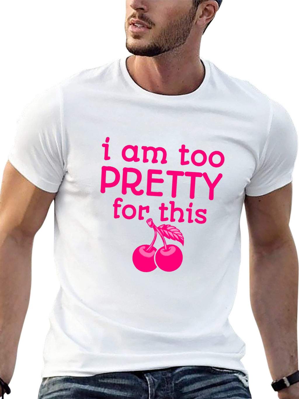 Funny Too Pretty Cherry Graphic Black T-Shirt