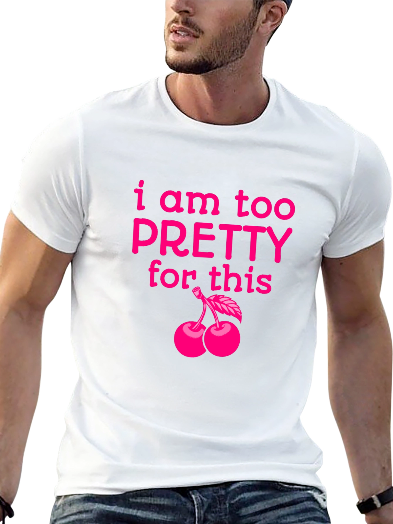 Funny Too Pretty Cherry Graphic Black T-Shirt