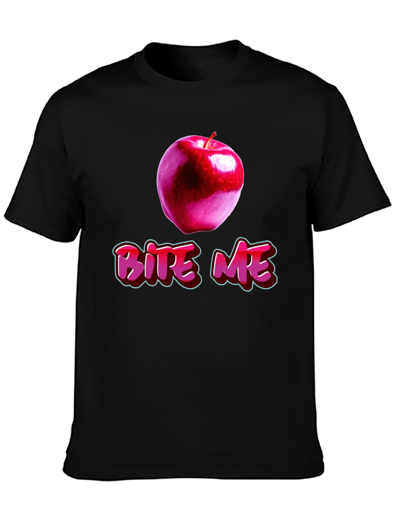 Bite Me Apple Graphic T-Shirt - Trendy Fruit Tee