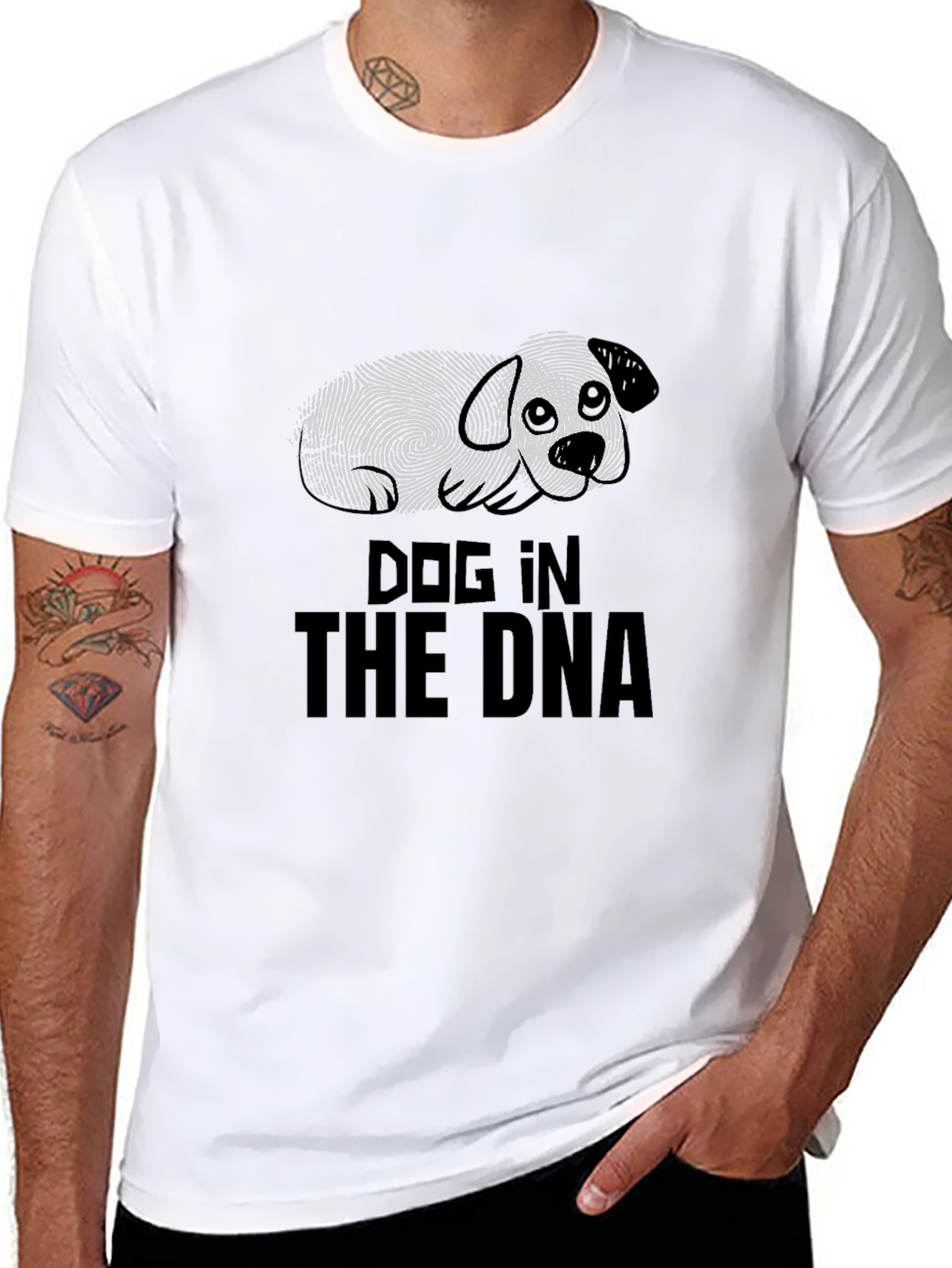 Dog in the DNA Graphic Print Black T-Shirt
