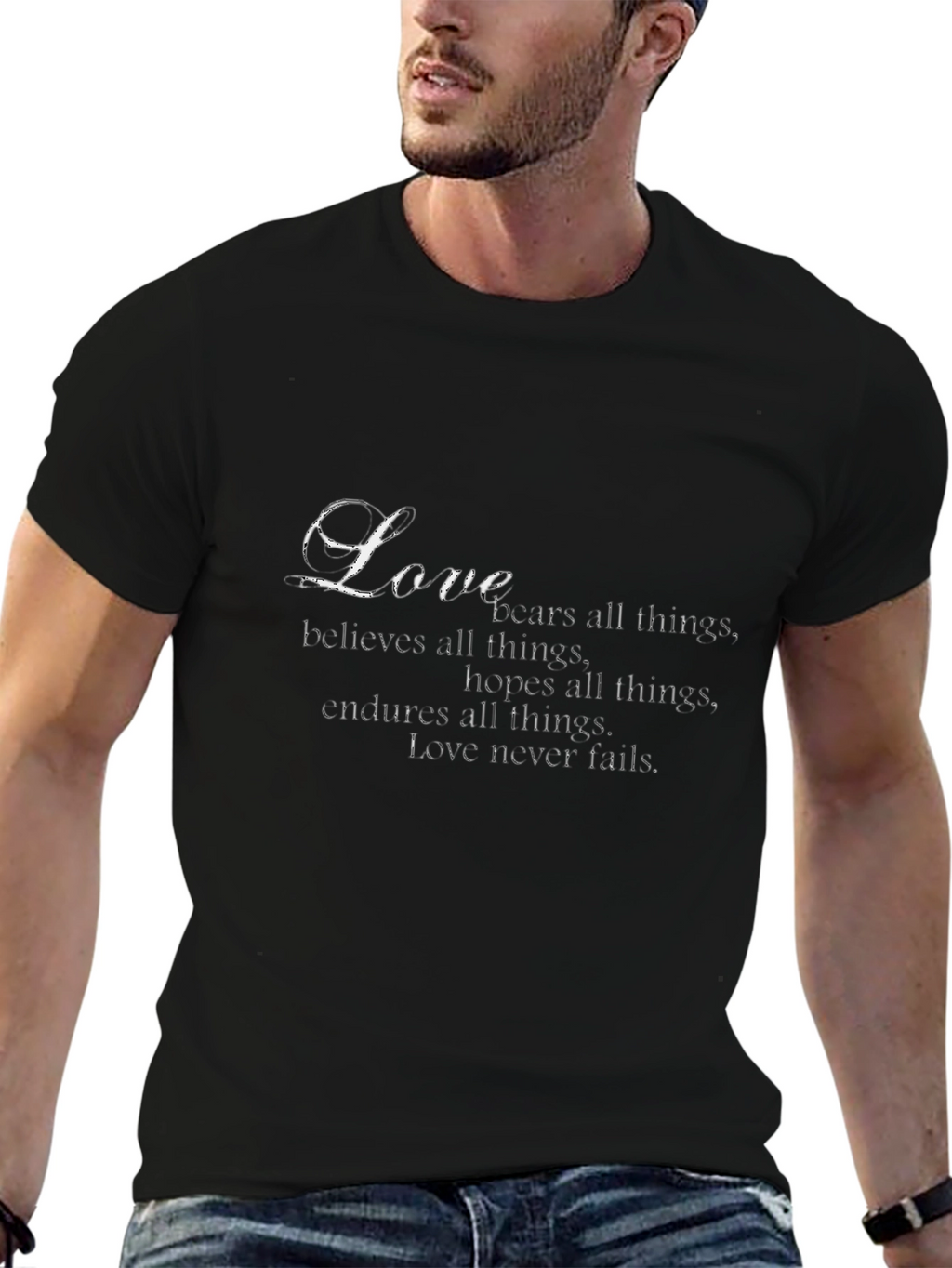 Love Never Fails Graphic T-Shirt - Black