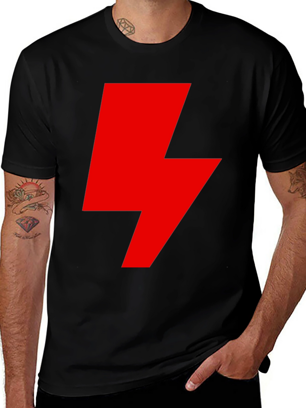 Red Lightning Bolt Graphic T-Shirt