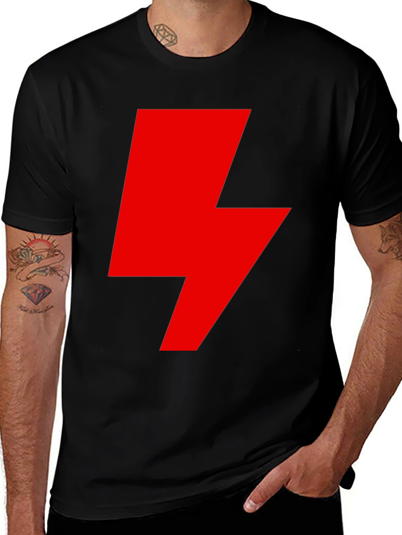 Red Lightning Bolt Graphic T-Shirt