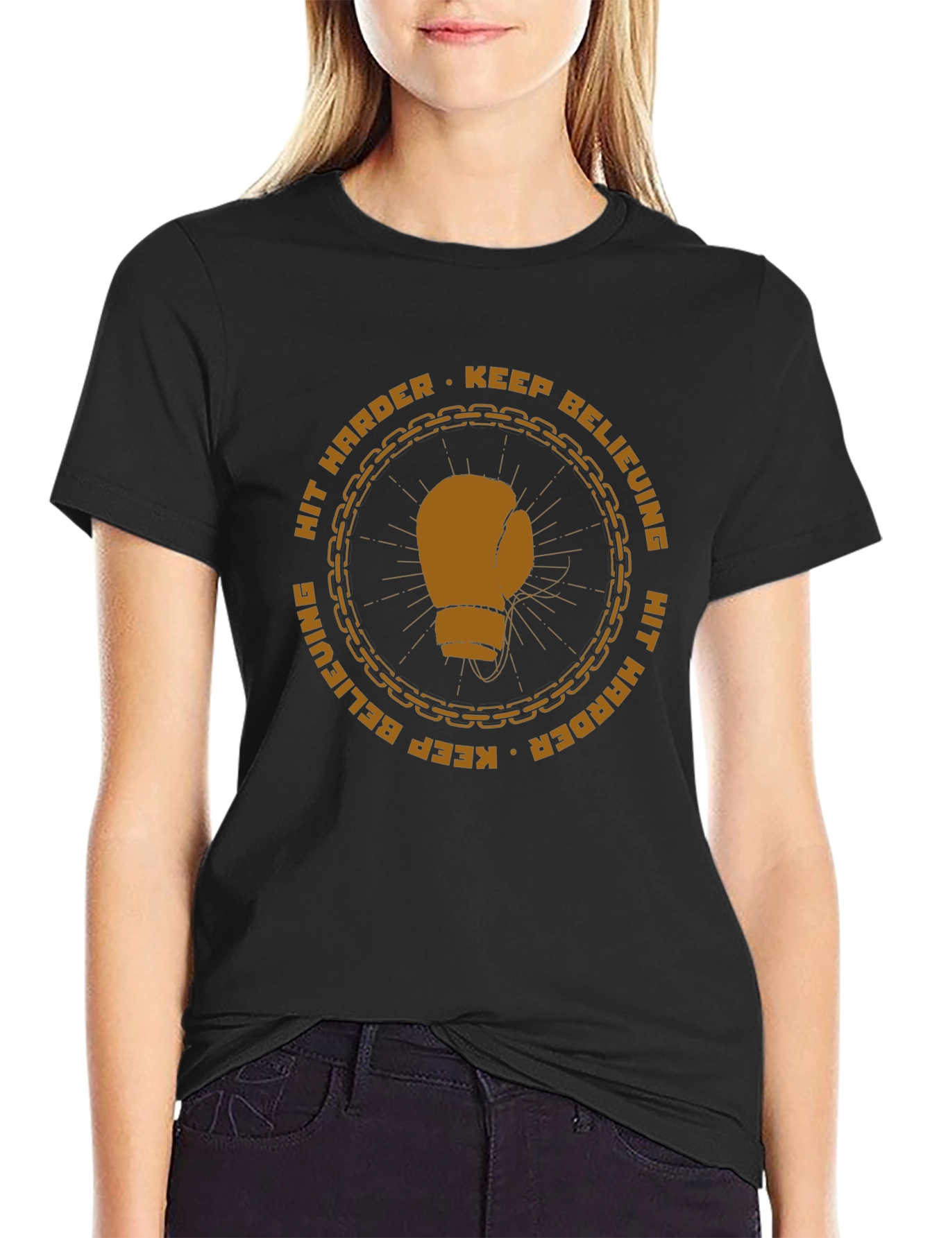 Motivational Boxing Glove Graphic T-Shirt