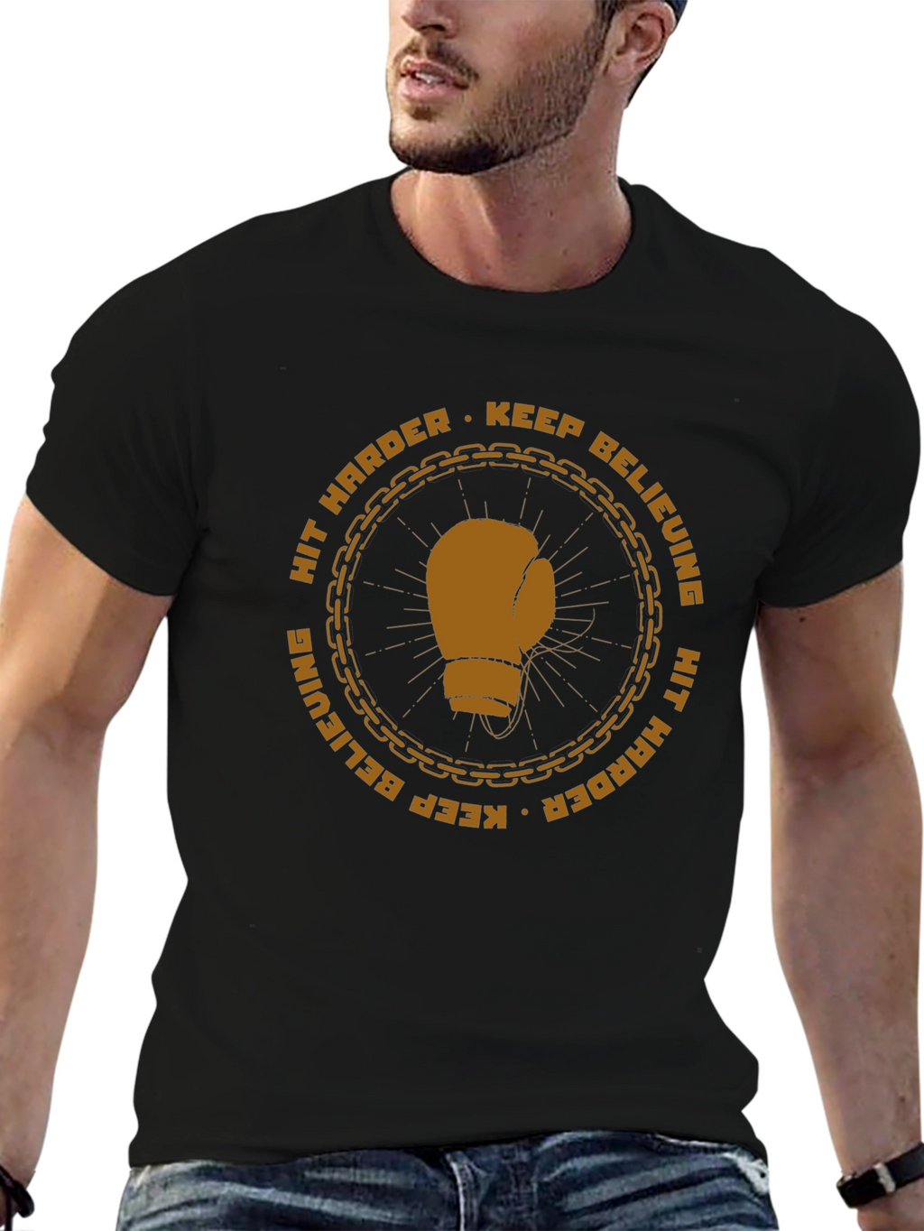 Motivational Boxing Glove Graphic T-Shirt
