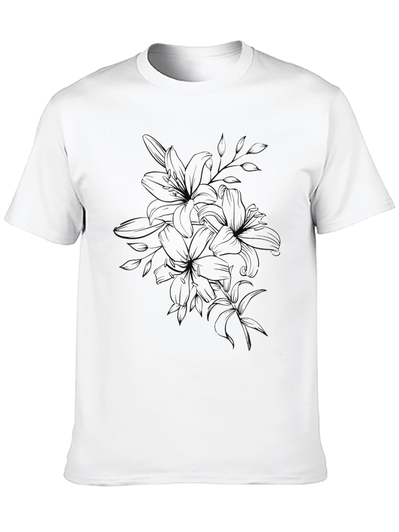 Black Lily Graphic Tee - Elegant Floral Design