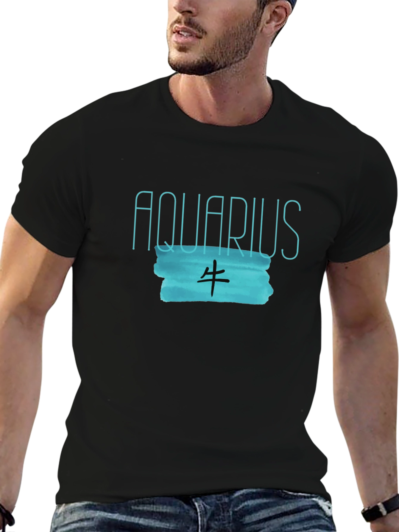 Aquarius Zodiac Black Graphic Tee
