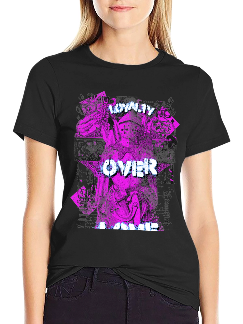 Loyalty Over Fame Black Graphic T-Shirt