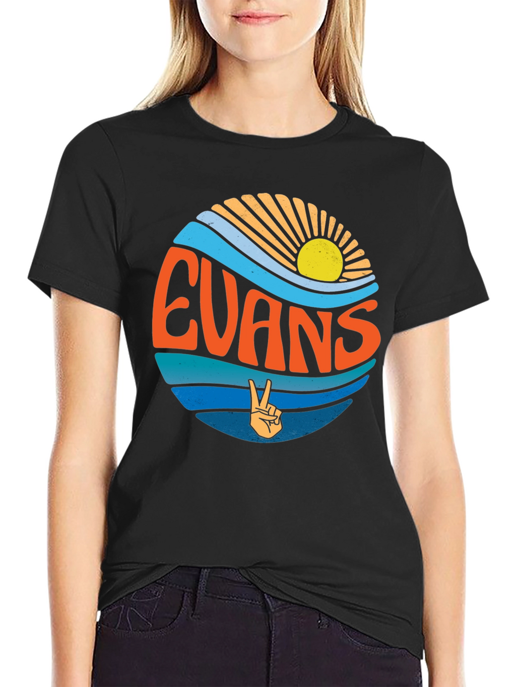 Retro Evans T-Shirt with Peace Sign