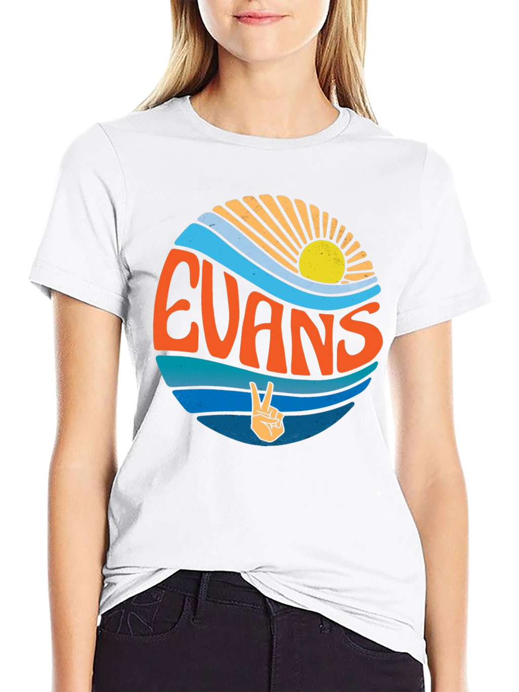 Retro Evans T-Shirt with Peace Sign