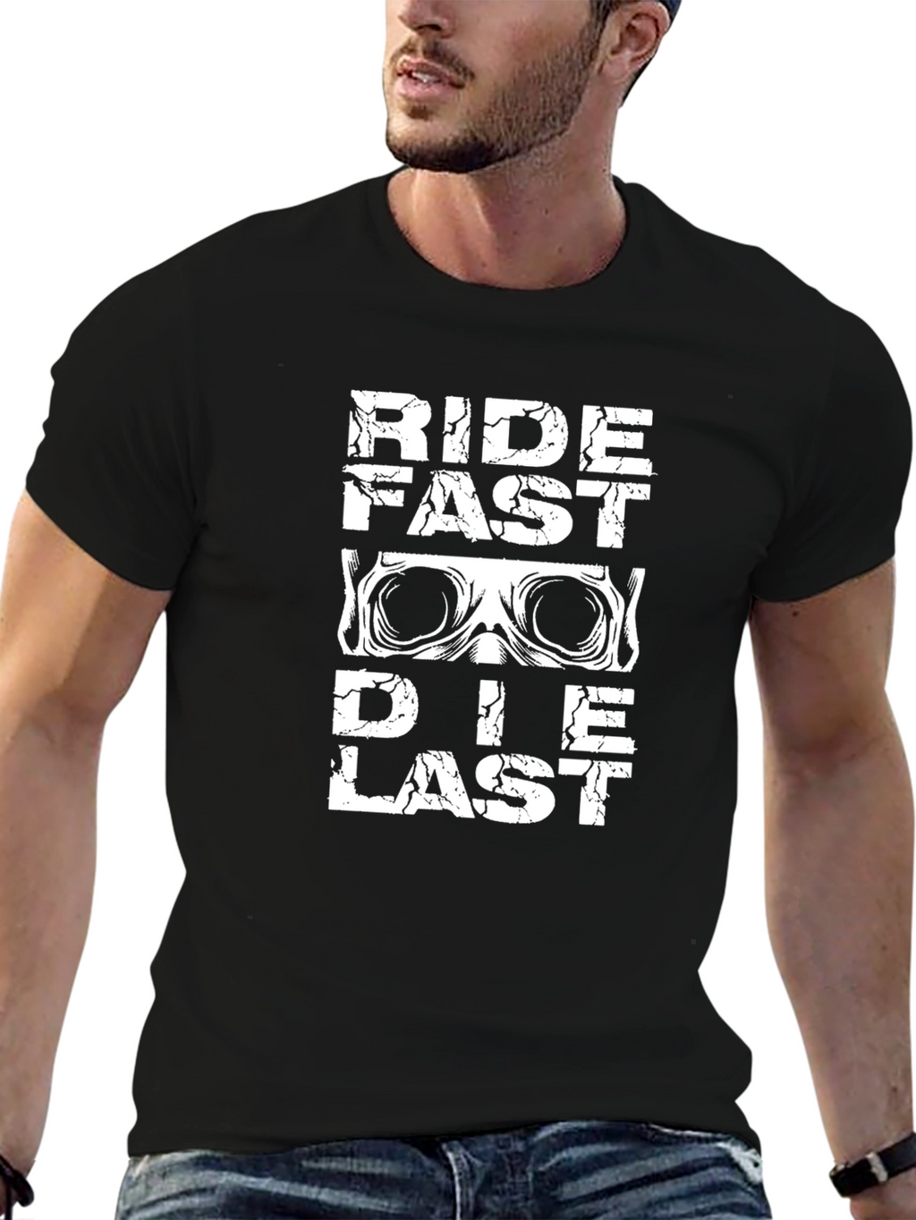 Ride Fast Die Last Mens Black Graphic T-Shirt
