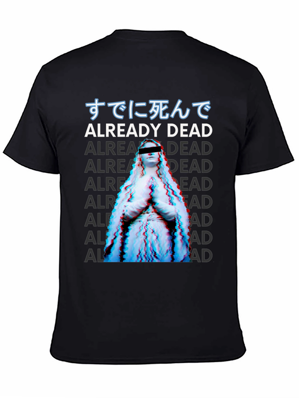 Already Dead Statue Graphic Print Black T-Shirt