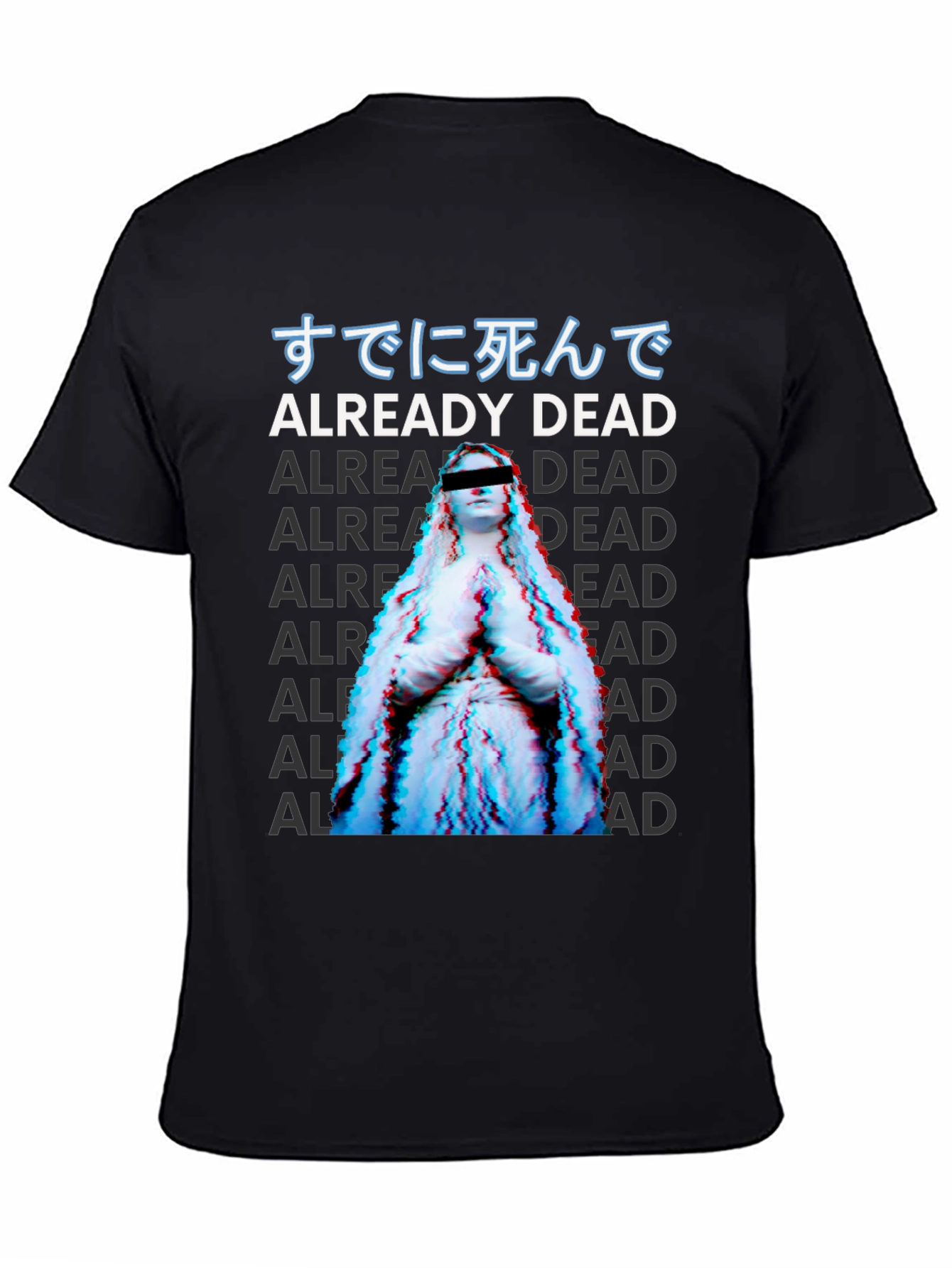 Already Dead Statue Graphic Print Black T-Shirt