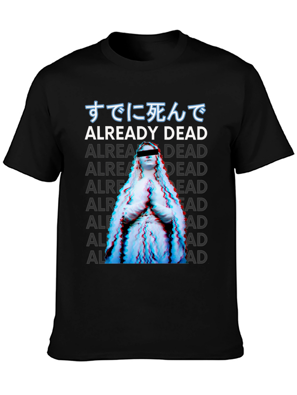 Already Dead Statue Graphic Print Black T-Shirt
