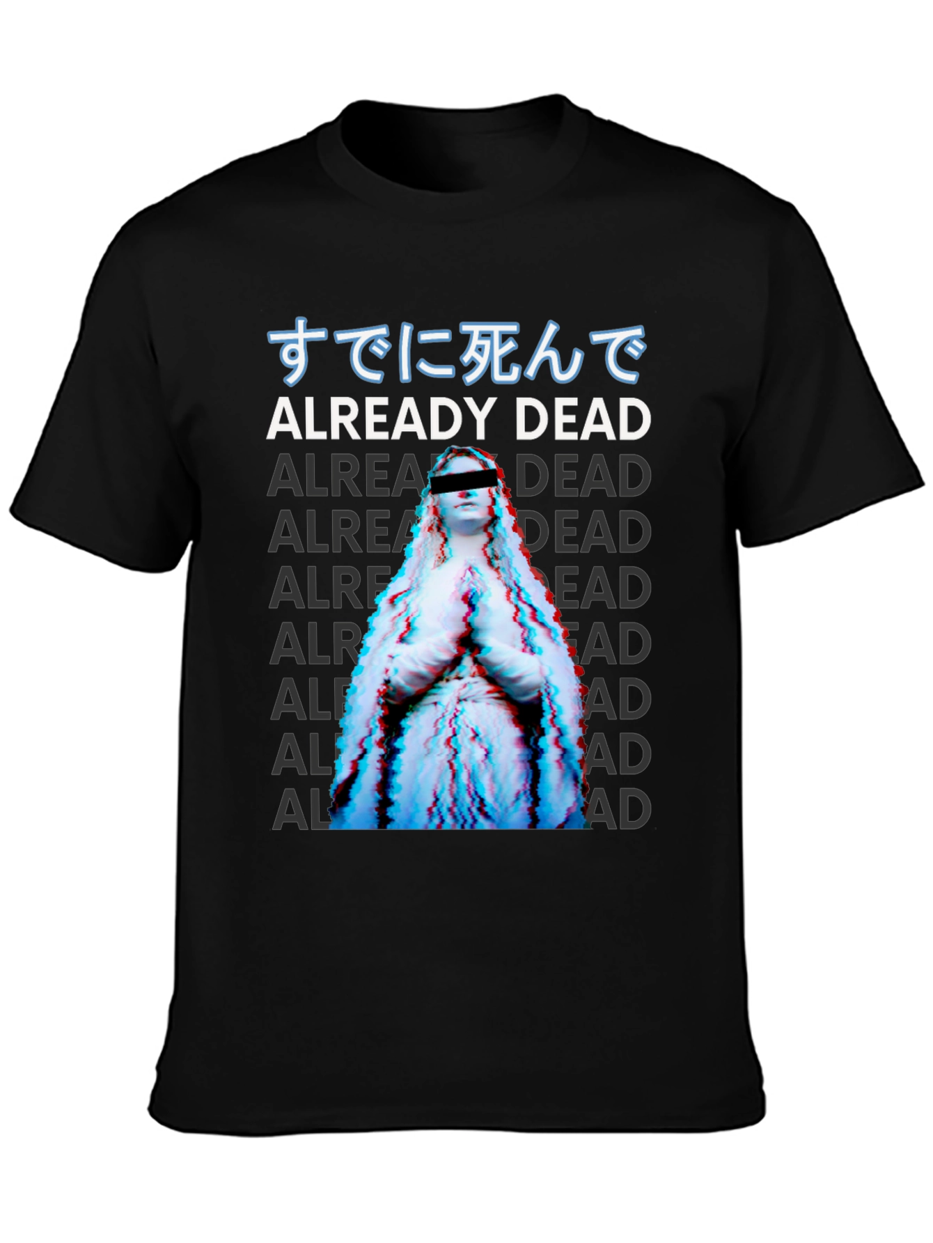 Already Dead Statue Graphic Print Black T-Shirt