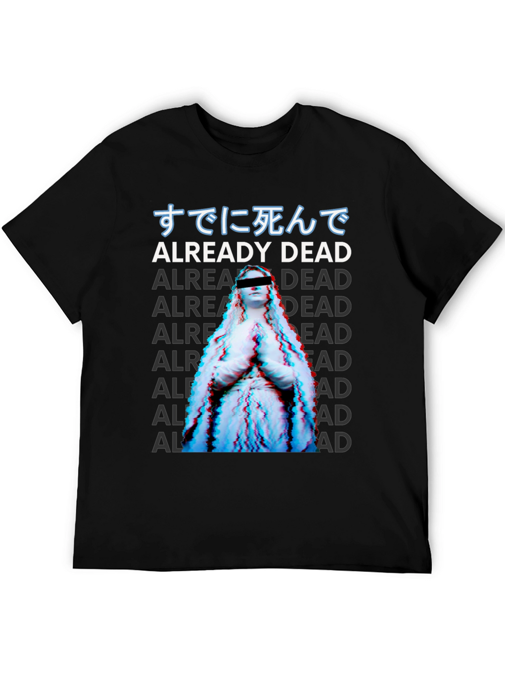 Already Dead Statue Graphic Print Black T-Shirt
