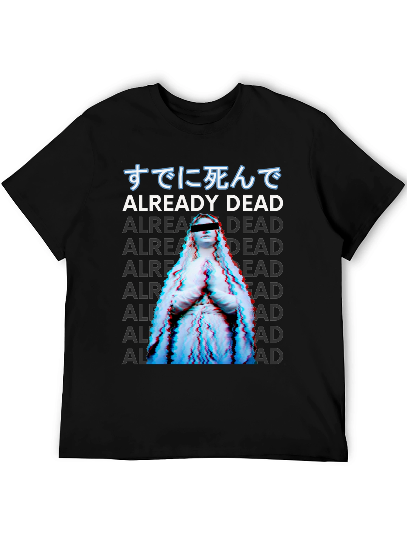 Already Dead Statue Graphic Print Black T-Shirt