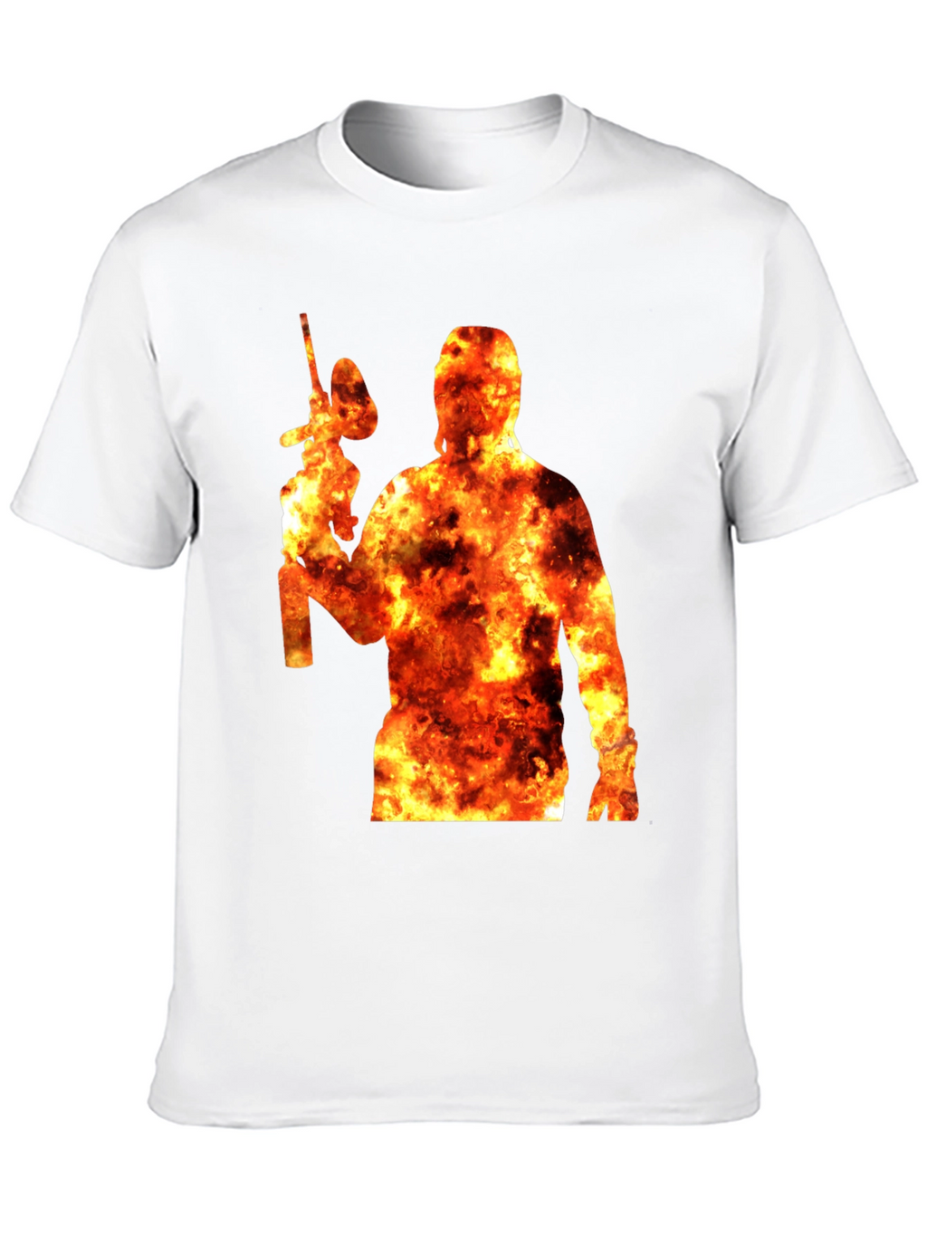 Fiery Paintball Player Graphic Tee - Black T-Shirt