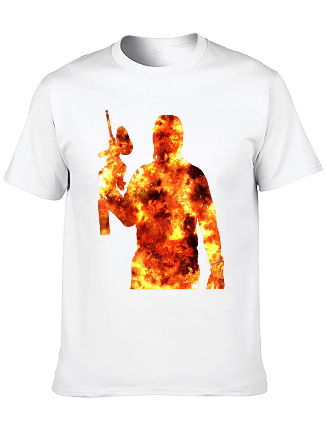 Fiery Paintball Player Graphic Tee - Black T-Shirt
