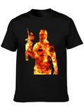Fiery Paintball Player Graphic Tee - Black T-Shirt