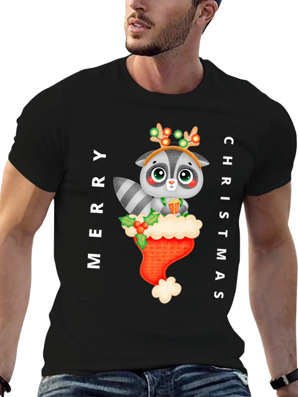 Merry Christmas Raccoon T-Shirt