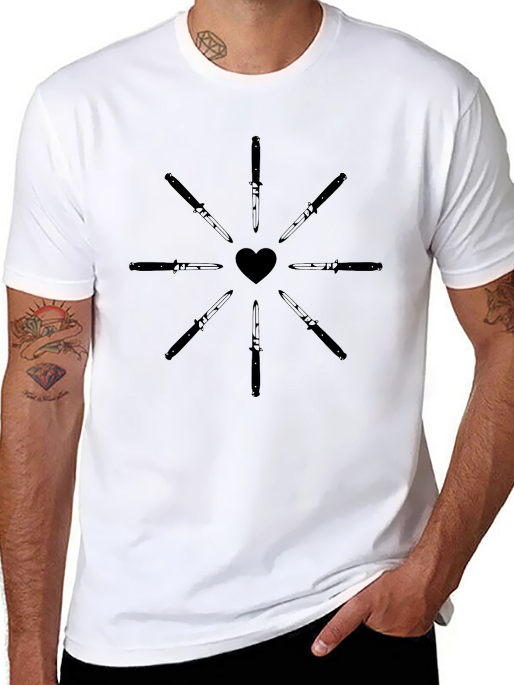 Heart & Daggers Graphic Tee - Black