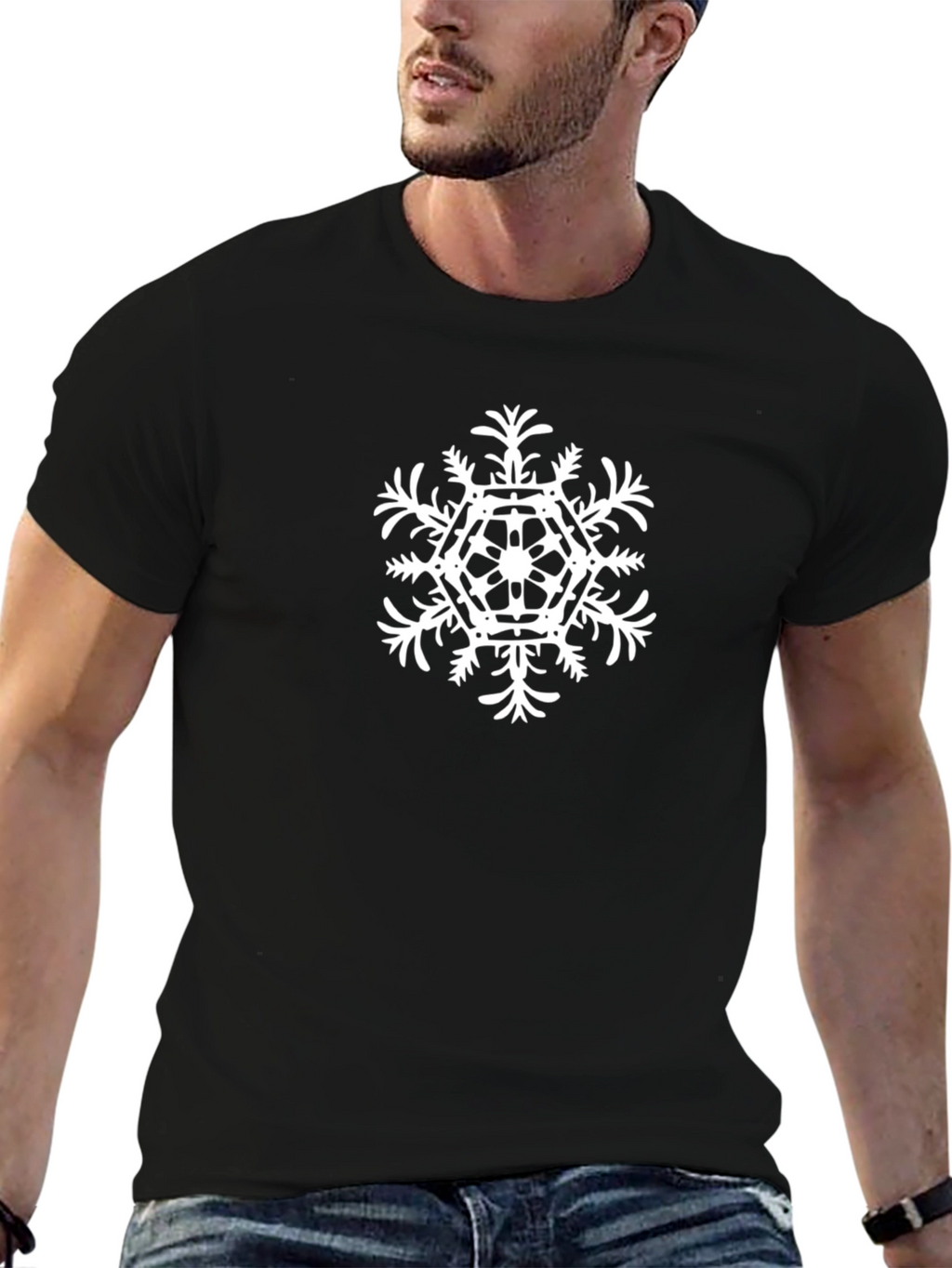 Snowflake Graphic Tee - Black Cotton Blend