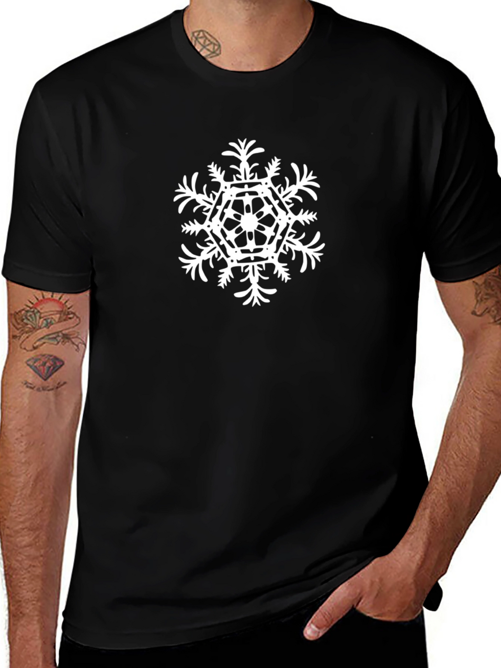 Snowflake Graphic Tee - Black Cotton Blend
