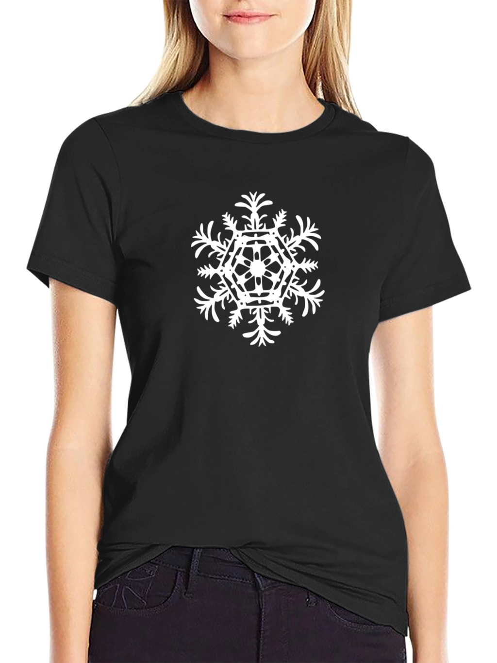 Snowflake Graphic Tee - Black Cotton Blend