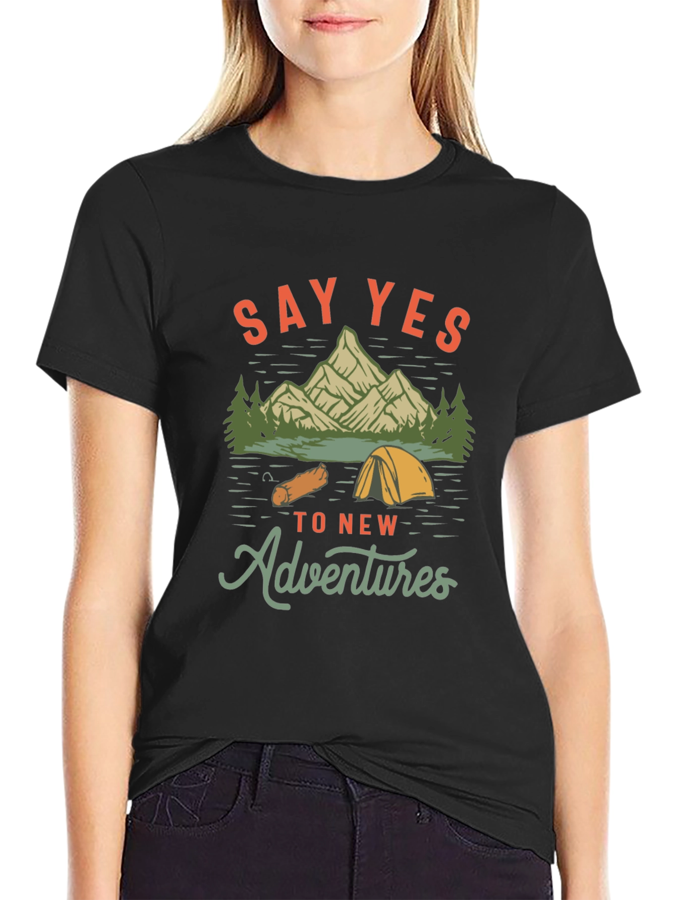 Adventure Awaits: Say Yes Black Graphic Tee
