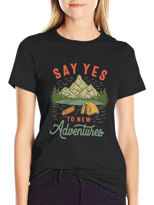 Adventure Awaits: Say Yes Black Graphic Tee