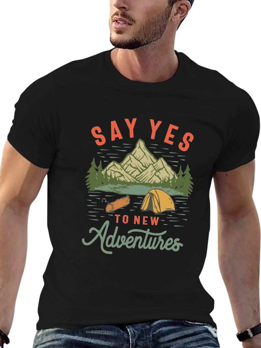 Adventure Awaits: Say Yes Black Graphic Tee