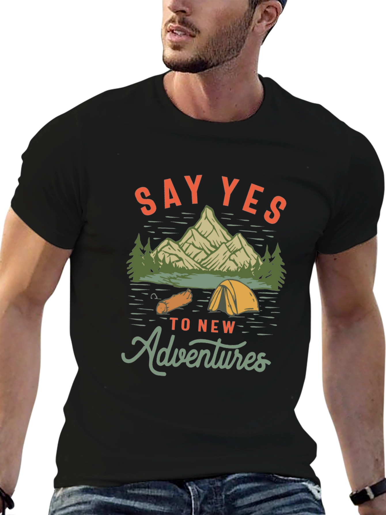 Adventure Awaits: Say Yes Black Graphic Tee