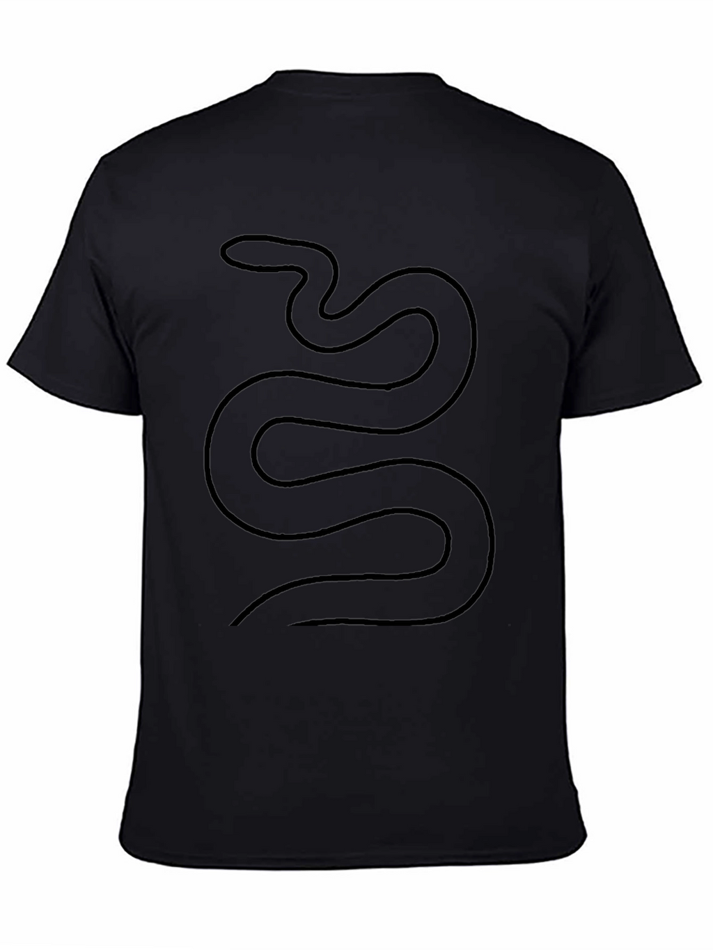 Mens Black T-Shirt with Minimalist Snake Design