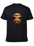 African Sunset Elephant Graphic Tee - Black