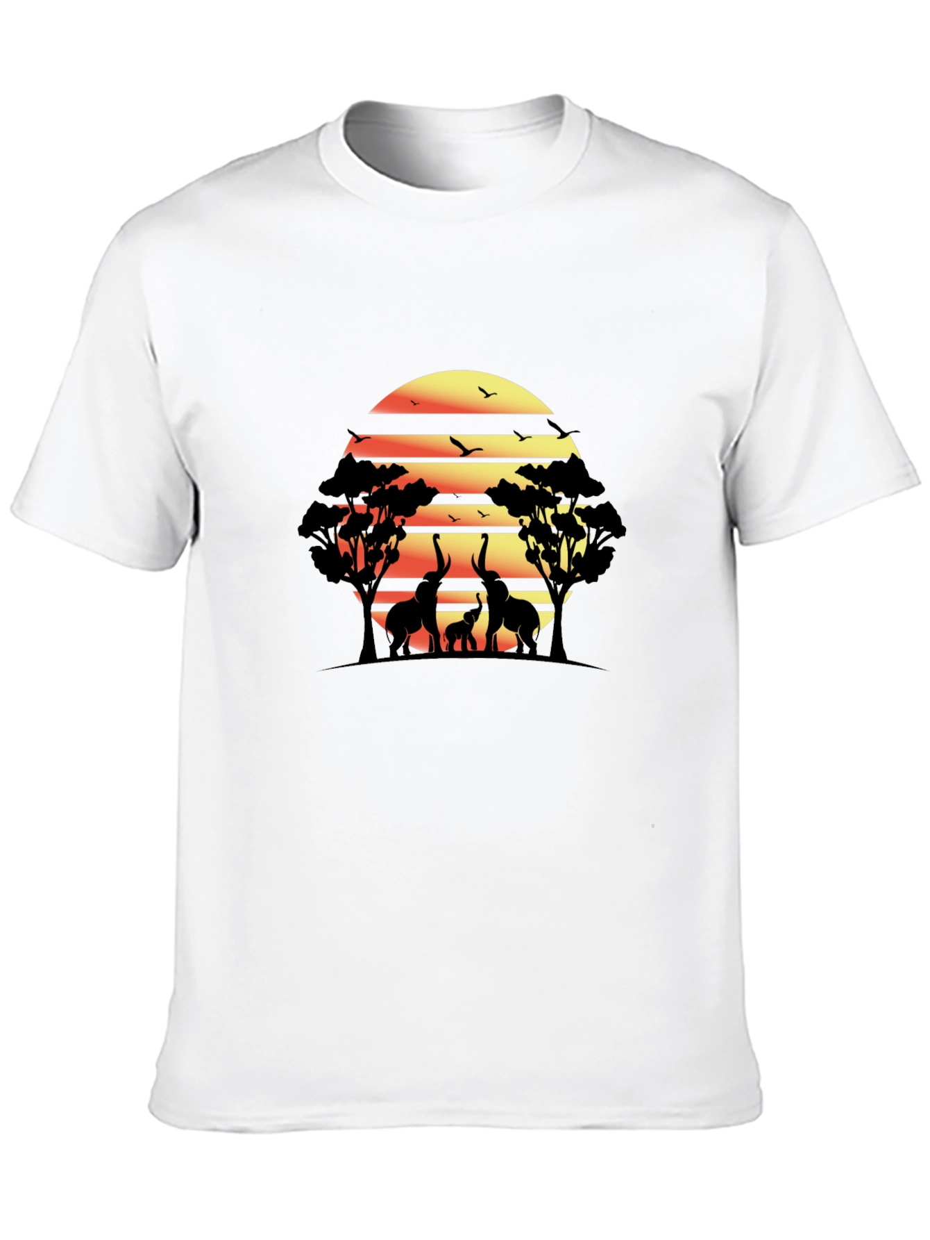 African Sunset Elephant Graphic Tee - Black