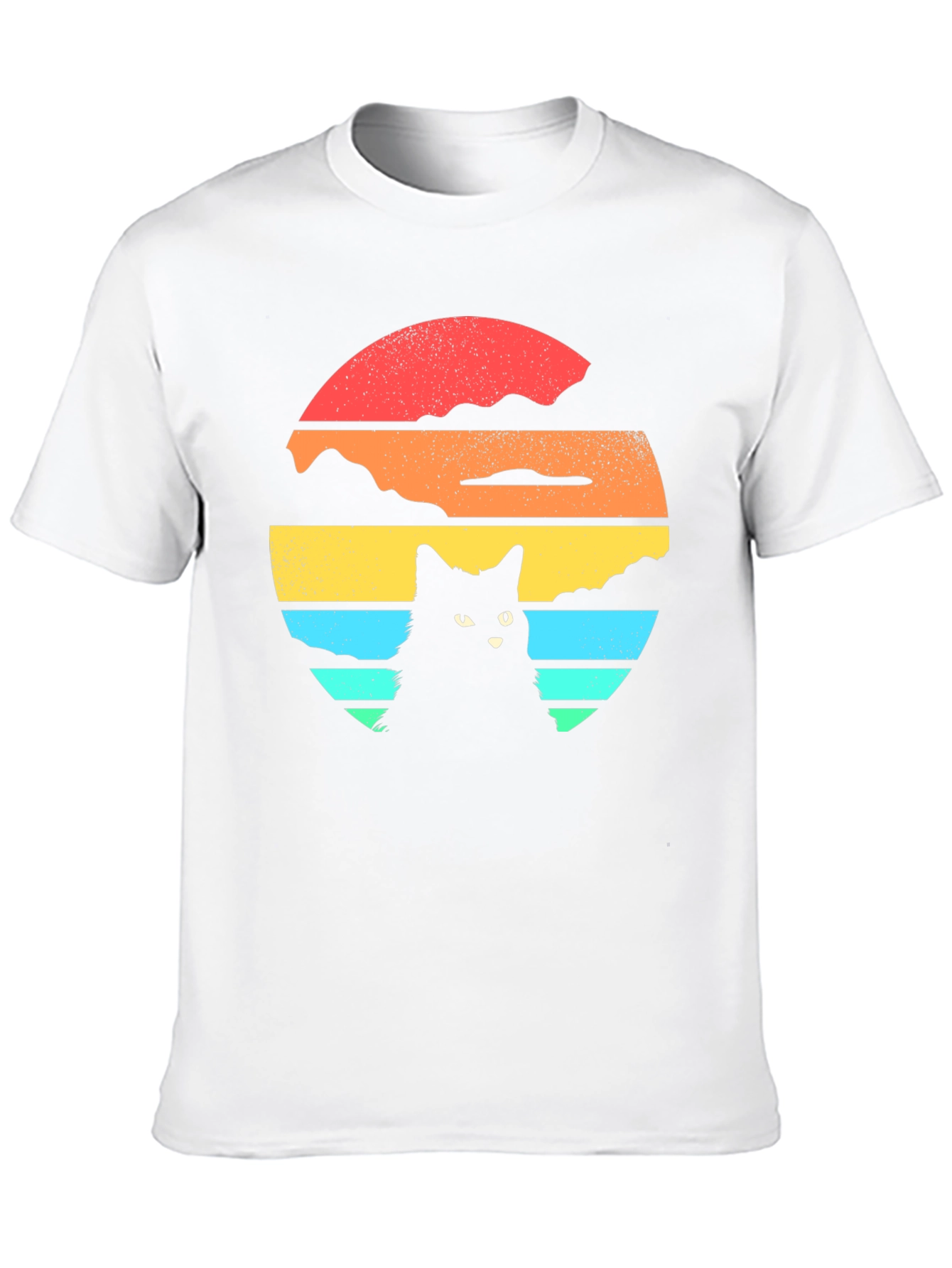 Retro Cat Sunset Graphic T-Shirt