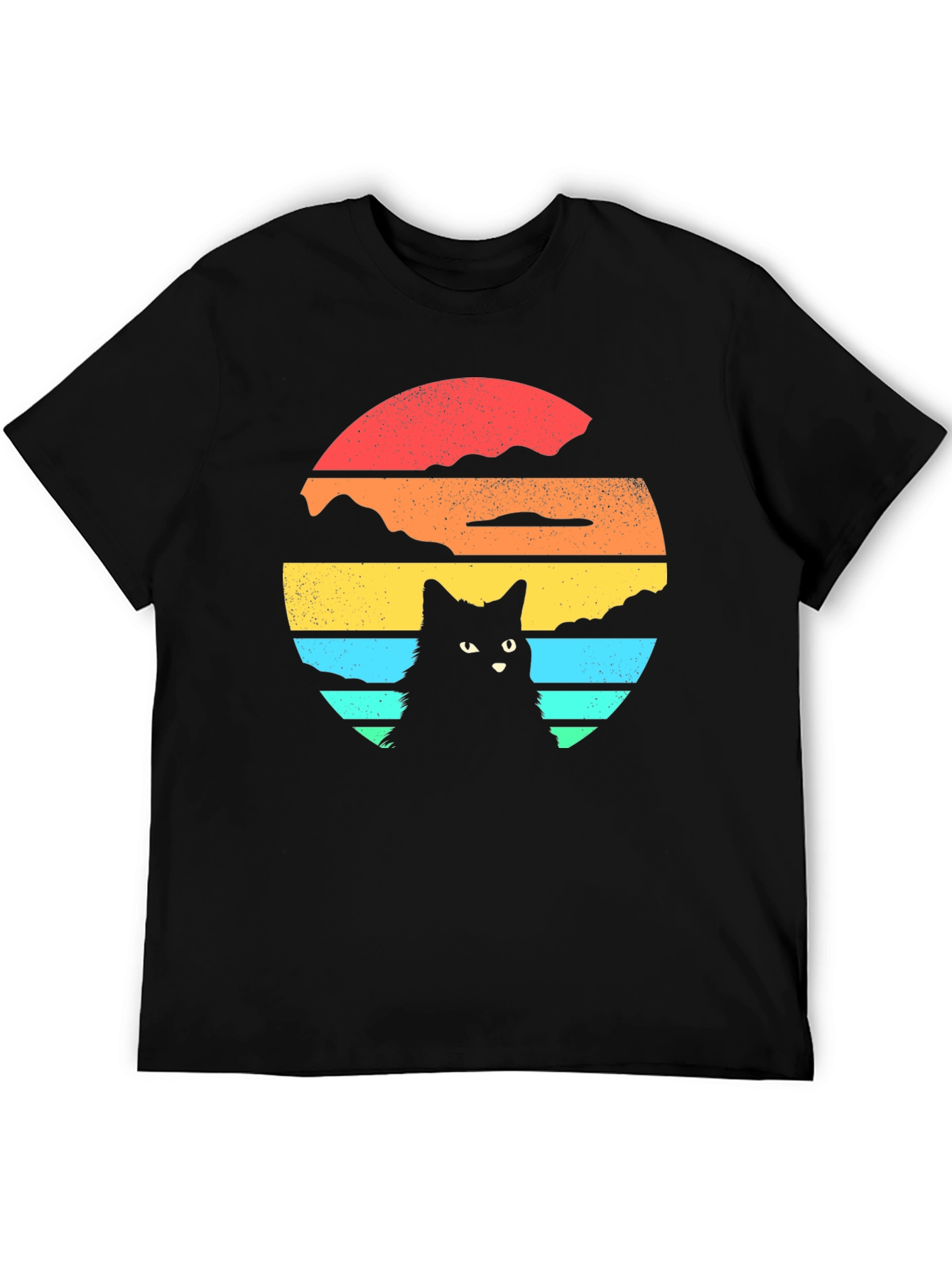 Retro Cat Sunset Graphic T-Shirt
