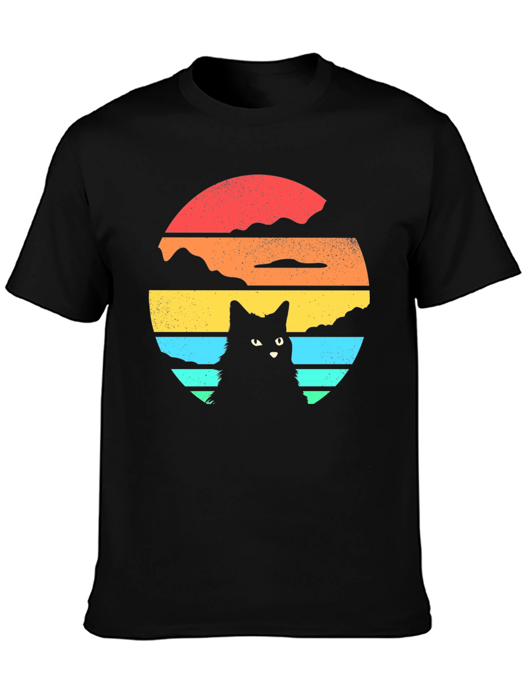 Retro Cat Sunset Graphic T-Shirt